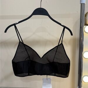 ZARA 100% Silk Sheer Bralette Top Black – Size S – New With Tags